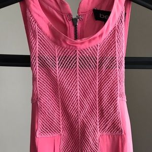 Bebe pink mesh pleated dress top